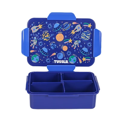 Gambar Tusslr Kotak Makan Anak Plastik 4 Sekat Space 700 Ml - Biru