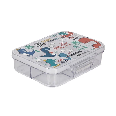 Gambar Tusslr Kotak Makan Anak Plastik 4 Sekat Dino - Transparan