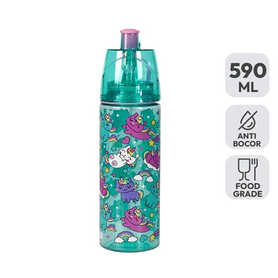 Gambar Tusslr Botol Minum Tumbler Plastik Anak Unicorn 590 Ml - Hijau