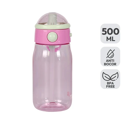 Gambar Tusslr Botol Minum Tumbler Plastik Dengan Sedotan 500 Ml - Pink