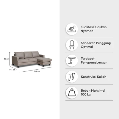 Gambar Informa Neo Louise Sofa Sudut Fabric Kanan - Cokelat