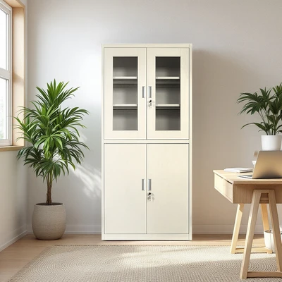 Gambar Krisbow Winnie Lemari Arsip Kantor Metal 4 Pintu Half - Krem Beige