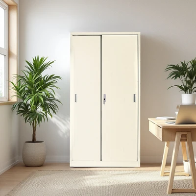Gambar Krisbow Winnie Lemari Arsip Kantor Metal 2 Pintu Geser - Krem Beige