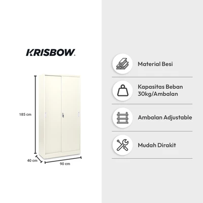 Gambar Krisbow Winnie Lemari Arsip Kantor Metal 2 Pintu Geser - Krem Beige