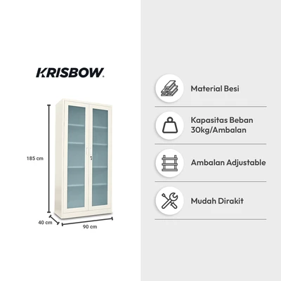 Gambar Krisbow Winnie Lemari Arsip Kantor Metal 2 Pintu Kaca - Krem Beige