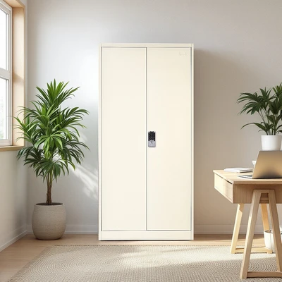 Gambar Krisbow Winnie Lemari Arsip Kantor Metal 2 Pintu Kunci Digital - Krem Beige