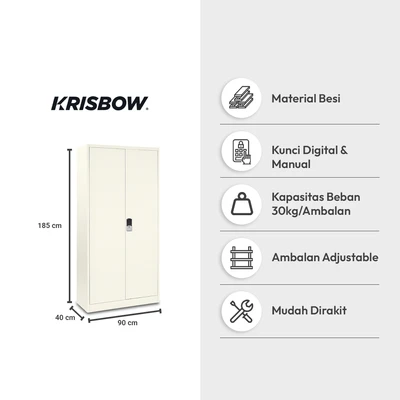 Gambar Krisbow Winnie Lemari Arsip Kantor Metal 2 Pintu Kunci Digital - Krem Beige