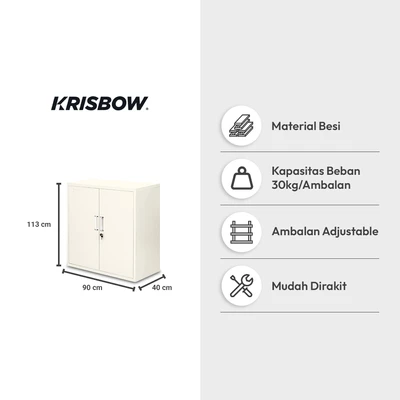 Gambar Krisbow Winnie Kabinet Kantor Metal 2 Pintu 113 cm - Krem Beige