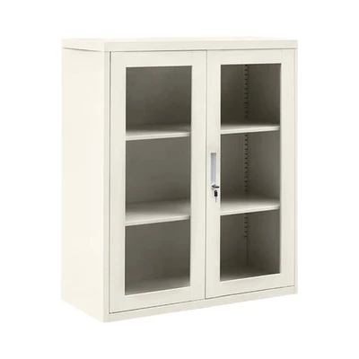 Gambar Krisbow Winnie Kabinet Kantor Metal 2 Pintu Kaca 113 cm - Krem Beige