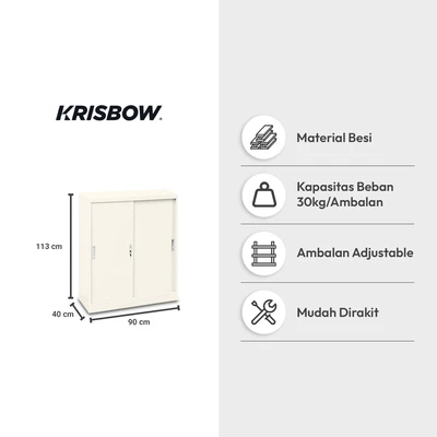 Gambar Krisbow Winnie Kabinet Kantor Metal 2 Pintu Geser 113 cm - Krem Beige