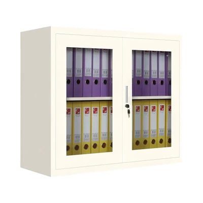 Gambar Krisbow Winnie Kabinet Kantor Metal 2 Pintu Kaca 90 cm - Krem Beige