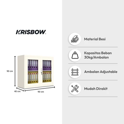 Gambar Krisbow Winnie Kabinet Kantor Metal 2 Pintu Kaca 90 cm - Krem Beige