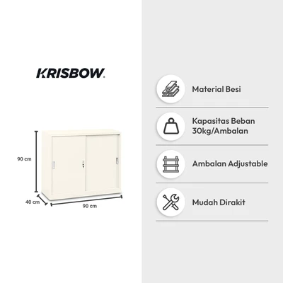 Gambar Krisbow Winnie Kabinet Kantor Metal 2 Pintu Geser 90 cm - Krem Beige
