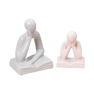 Gambar Informa Patung Miniatur Dekorasi Reading Set 2 pcs - Mix