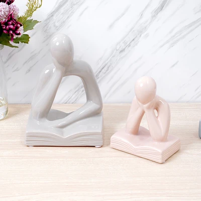 Gambar Informa Patung Miniatur Dekorasi Reading Set 2 pcs - Mix