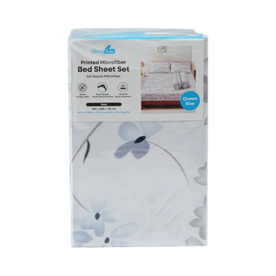 Gambar Sleeplite 160x200 cm Set 5 Pcs Seprai Microfiber Queen Flower Sue