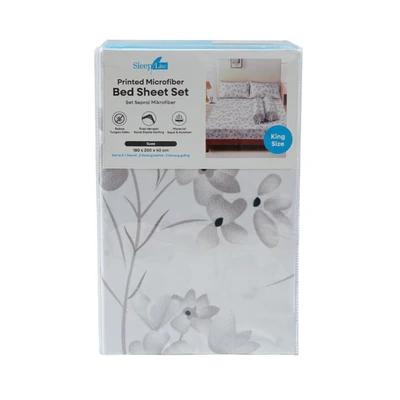 Gambar Sleeplite 180x200 cm Set 5 Pcs Seprai Microfiber King Flower Sue