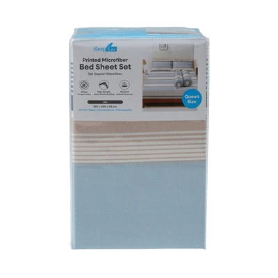 Gambar Sleeplite 160x200 cm Set 5 Pcs Seprai Microfiber Queen Stripe Jon