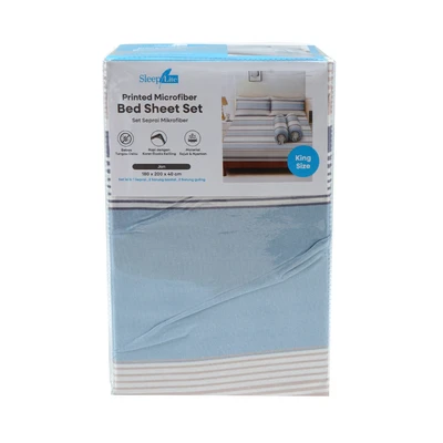 Gambar Sleeplite 180x200 cm Set 5 Pcs Seprai Microfiber King Stripe Jon