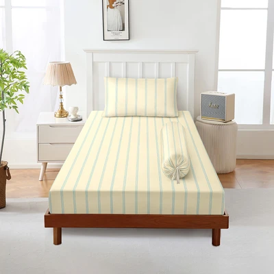 Gambar Sleeplite 120x200 cm Set 3 Pcs Seprai Microfiber Single Stripe Bon