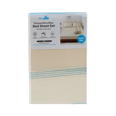 Gambar Sleeplite 160x200 cm Set 5 Pcs Seprai Microfiber Queen Stripe Bon