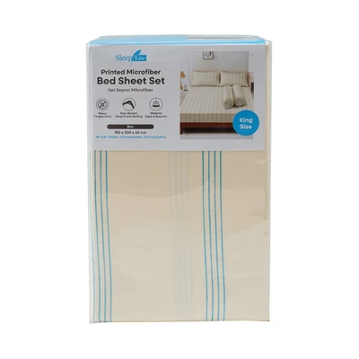 Gambar Sleeplite 180x200 cm Set 5 Pcs Seprai Microfiber King Stripe Bon
