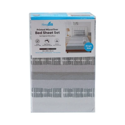 Gambar Sleeplite 120x200 cm Set 3 Pcs Seprai Microfiber Single Stripe Ona