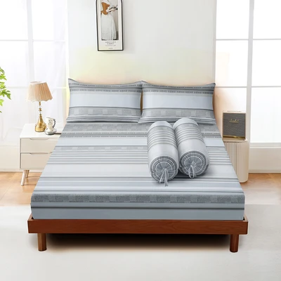 Gambar Sleeplite 160x200 cm Set 5 Pcs Seprai Microfiber Queen Stripe Ona