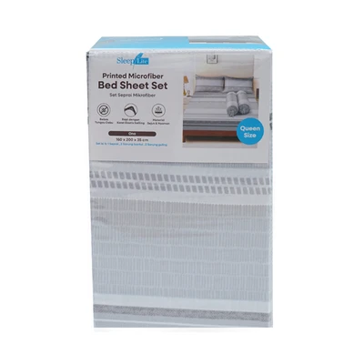 Gambar Sleeplite 160x200 cm Set 5 Pcs Seprai Microfiber Queen Stripe Ona
