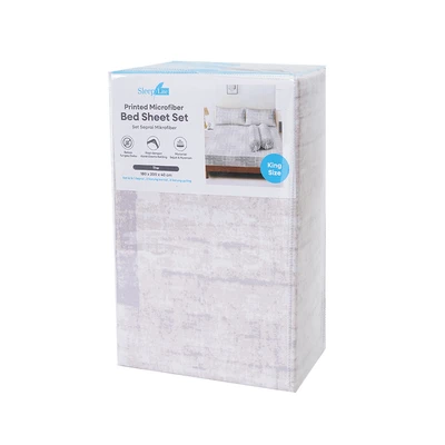 Gambar Sleeplite 180x200 cm Set 5 Pcs Seprai Microfiber King Abstrak
