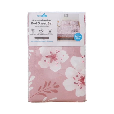 Gambar Sleeplite 160x200 cm Set 5 Pcs Seprai Microfiber Queen Flower Jyn