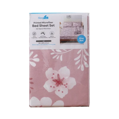 Gambar Sleeplite 180x200 cm Set 5 Pcs Seprai Microfiber King Flower Jyn