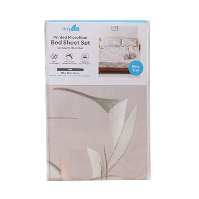 Gambar Sleeplite 180x200 cm Set 5 Pcs Seprai Microfiber King Flower Dee
