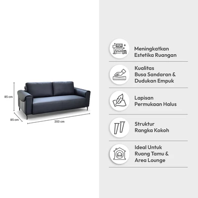 Gambar Informa Ford Sofa Kulit 3 Seater - Hitam
