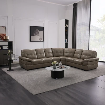 Gambar Informa Morgan Sofa Sectional Kulit - Krem Beige