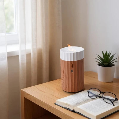 Gambar Breathe Diffuser Aromaterapi Dengan Efek Flame - Putih/Cokelat