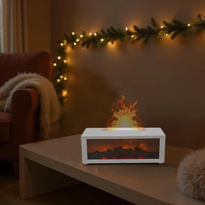 Gambar Breathe Diffuser Aromaterapi Dengan Efek Bonfire Wood - Putih