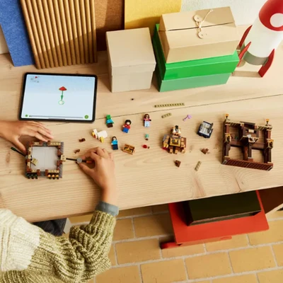 Gambar LEGO Minecraft Movie Woodland Mansion Fighting Ring Set 491 Pcs 21272 - Cokelat