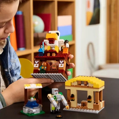 Gambar LEGO A Minecraft Movie The Ghast Balloon Village Attack Set 555 Pcs 21273 - Mix