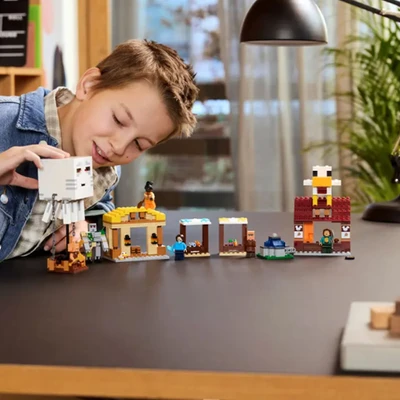 Gambar LEGO A Minecraft Movie The Ghast Balloon Village Attack Set 555 Pcs 21273 - Mix