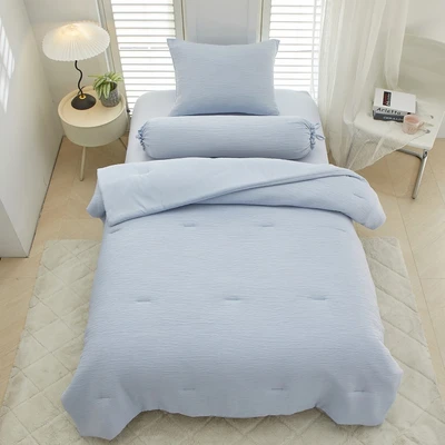 Gambar Informa 180x200x30 cm Set 6 Pcs Seprai King Microfiber Gauze - Biru Icy