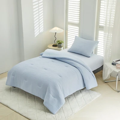 Gambar Informa 180x200x30 cm Set 6 Pcs Seprai King Microfiber Gauze - Biru Icy