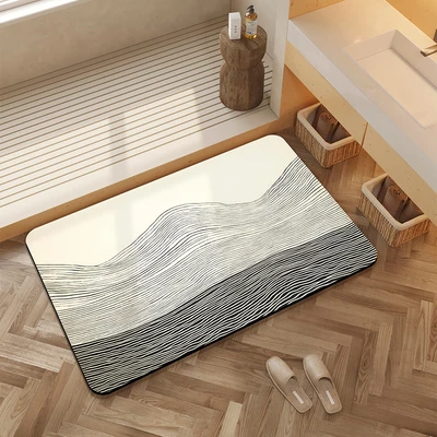 Gambar Forhom Keset Kamar Mandi Diatomite Rubber Soft Atmos 40x60 cm - Abu-abu/Krem