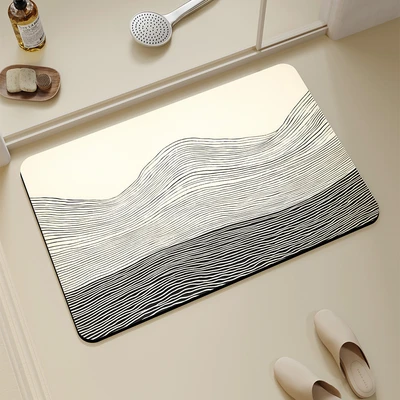Gambar Forhom Keset Kamar Mandi Diatomite Rubber Soft Atmos 40x60 cm - Abu-abu/Krem