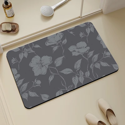 Gambar Forhom Keset Kamar Mandi Diatomite Rubber Soft Petal 40x60 cm - Abu-abu Tua