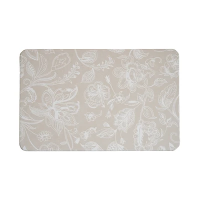 Gambar Forhom Keset Kamar Mandi Diatomite Hard Printed Flower 39x60 cm - Krem Beige