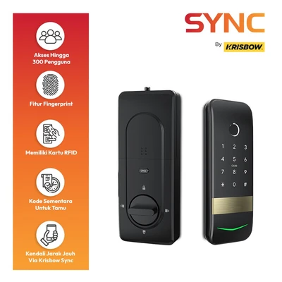 Gambar Krisbow Sync Smart Zeon Rim Lock Door - Hitam