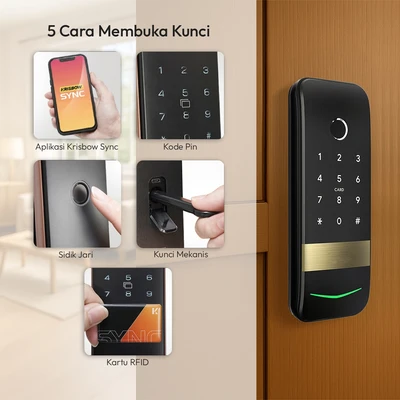 Gambar Krisbow Sync Smart Zeon Rim Lock Door - Hitam