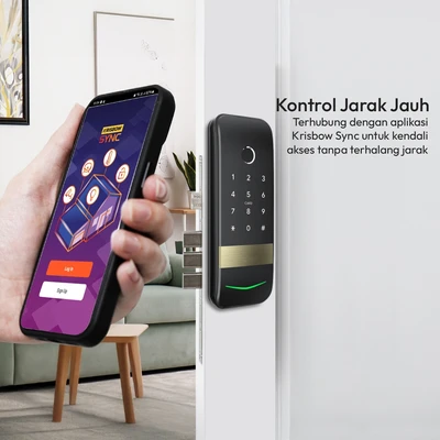 Gambar Krisbow Sync Smart Zeon Rim Lock Door - Hitam