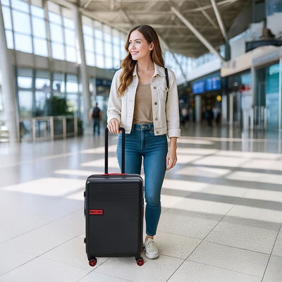 Gambar Supercase Zoomer Koper PC TSA Lock Expandable 20 Inch - Hitam/Merah